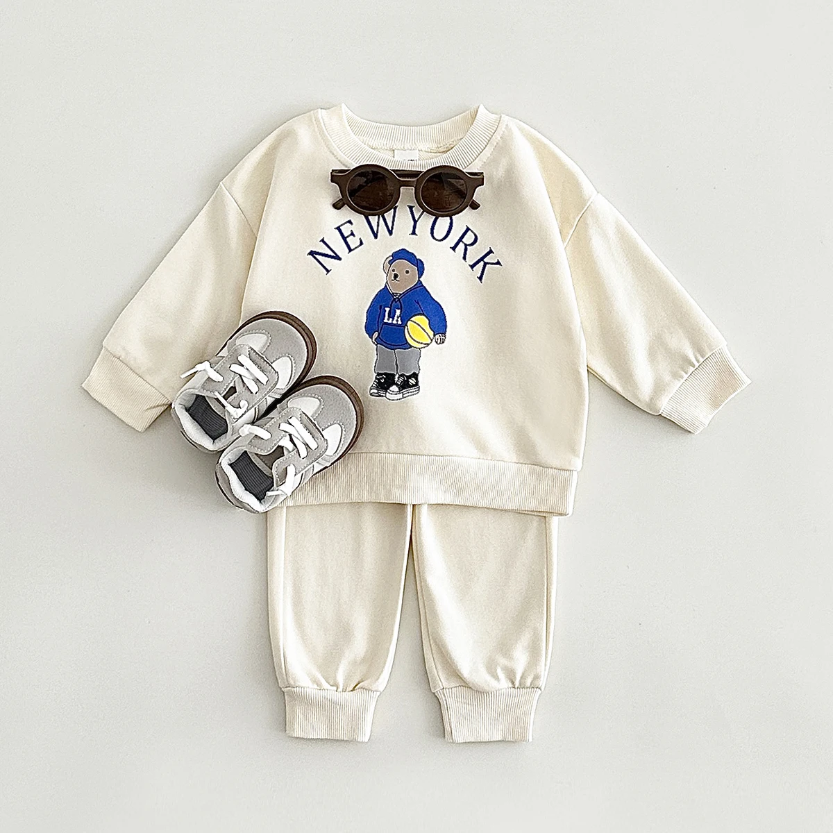 Autumn Baby Clothing Sets Winter Children Bear Pullover Sweatshirts + Simple Solid Sports Pants Cotton 2pcs Clothes Boy New Suit