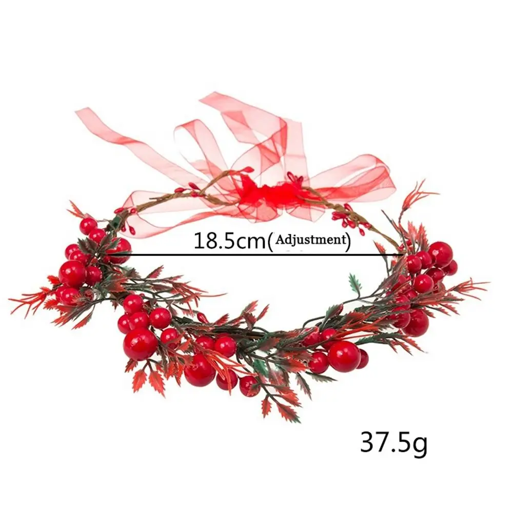 Christmas Headband Wedding Party Hairband Red Berry Garland Women Headwear Crown Flower Headband Wreath Decoration