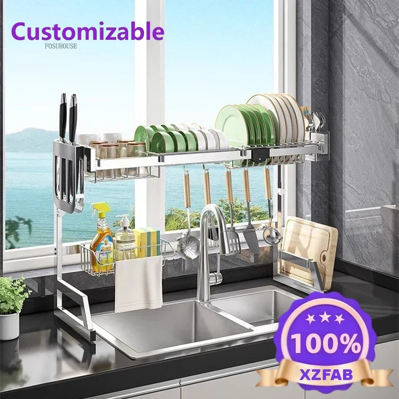 

Factory Direct 2026 Top Household Dish Drying Rack Kitchen Organizer Stainless Steel Retractable Dish Drainer Dishes And Plates