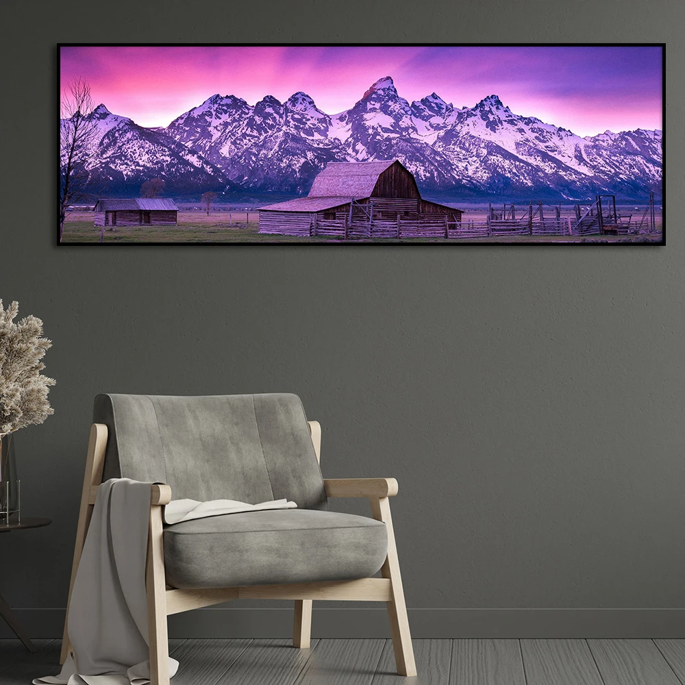 Grand Teton National Park Mountain Peak Sunrise Photo Modern Wall Art Poster Scenery Painting Canvas Print Room Decor Cuadros