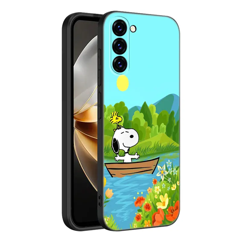 Cartoon-S-Snoopy-Dog Phone Case For Samsung Galaxy S20 S21 S23 FE S22 Ultra S10E S10 Lite S8 S9 Plus S7 Edge Black Cover