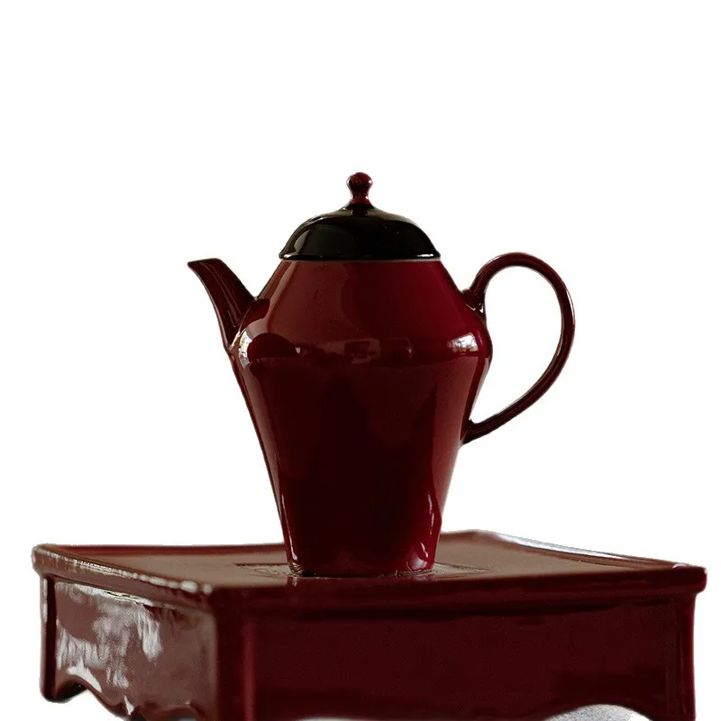 Shuke Japanese-Style Rustic Ceramic Teapot Original Handmade Chinese Red Pottery Pot Light Luxury High-End Tea Set Single Pot