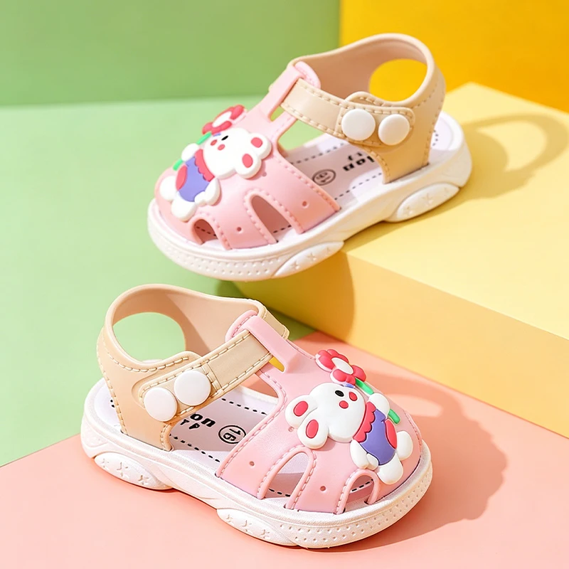 Cartoon-Sandalen mit geschlossener Zehenpartie für Kleinkinder, Kaninchen und Dinosaurier, rutschfeste, atmungsaktive Sommer-Outdoor-Freizeitschuhe – Detail 8