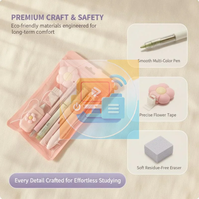 6/7/8Pcs Portable Multi Functional Stationery Kit Writing Supplies Set Back to Stationery Pack for Student Daily Study Use