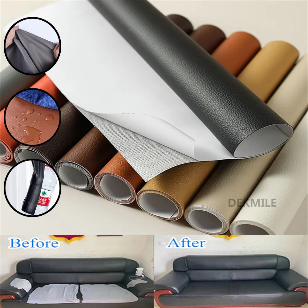 137x50cm PU Leather Self Adhesive Fix Subsidies Simulation Skin Back Since Sticky Rubber Patch Leather Sofa Fabrics DIY Craft