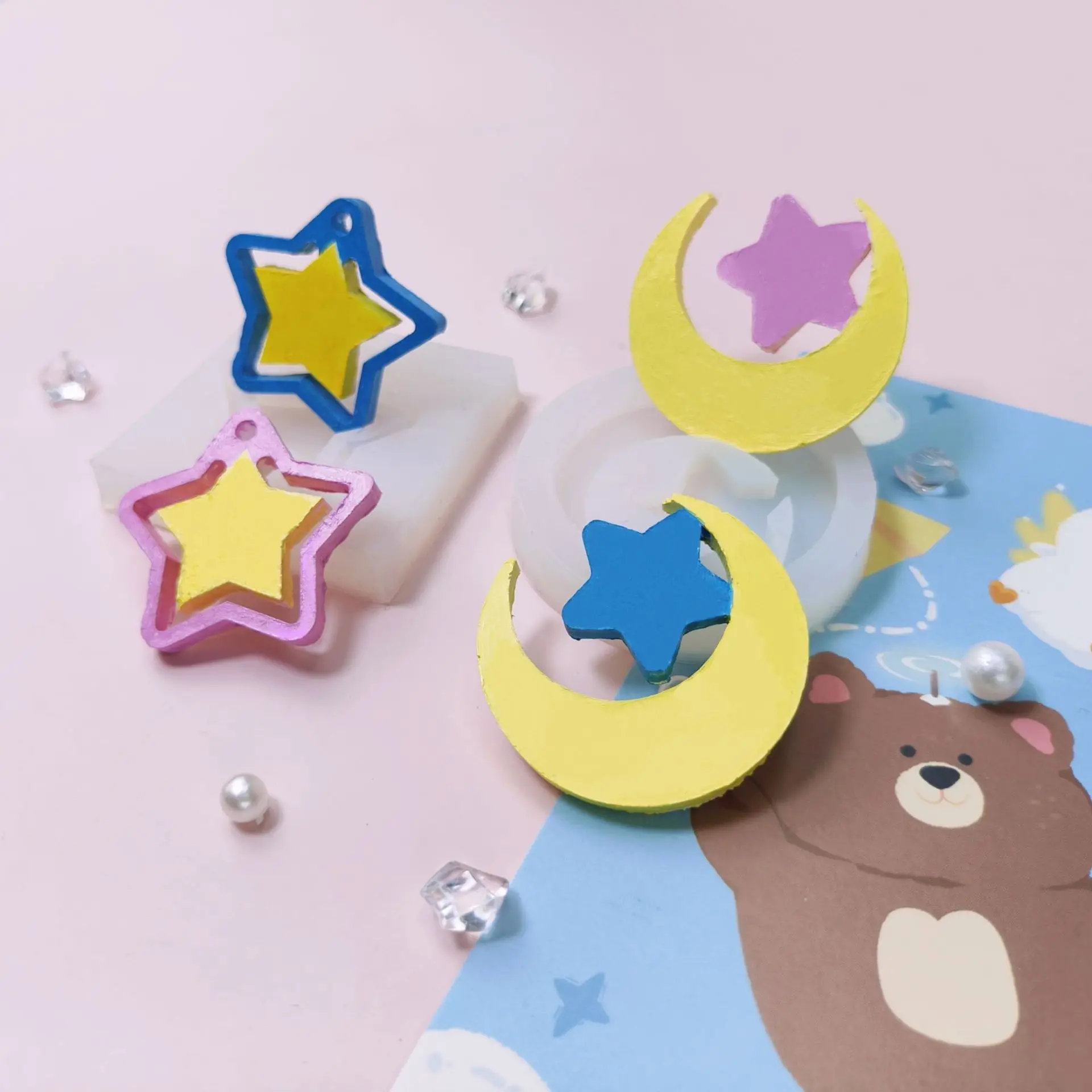 Star Moon Shape ﻿Silicone Fondant Mold Kitchen DIY Cake Baking Tools Cupcake Chocolate Mold Polymer Clay Plaster Decoration