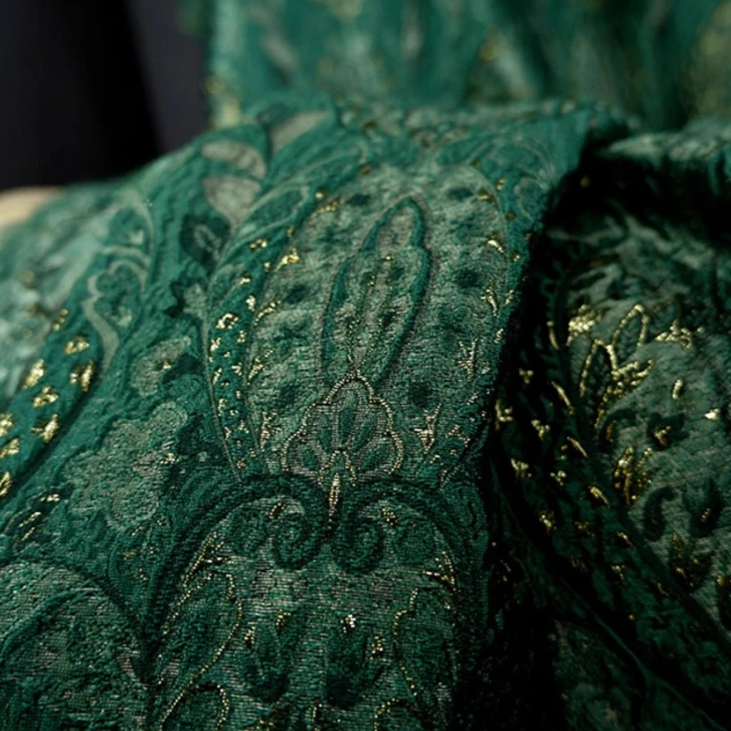 Court Style Jacquard Curtains Fabric Sewing Home Shiny Blend Metallic Coat Designer Textile Handmade Decoration Crafts Materials