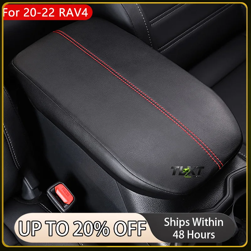 For Toyota RAV4 2020 2021 2022 Car Central Armrest Box Cover Microfiber Leather Black Armrest Box Sleeve Case Interior Accessory