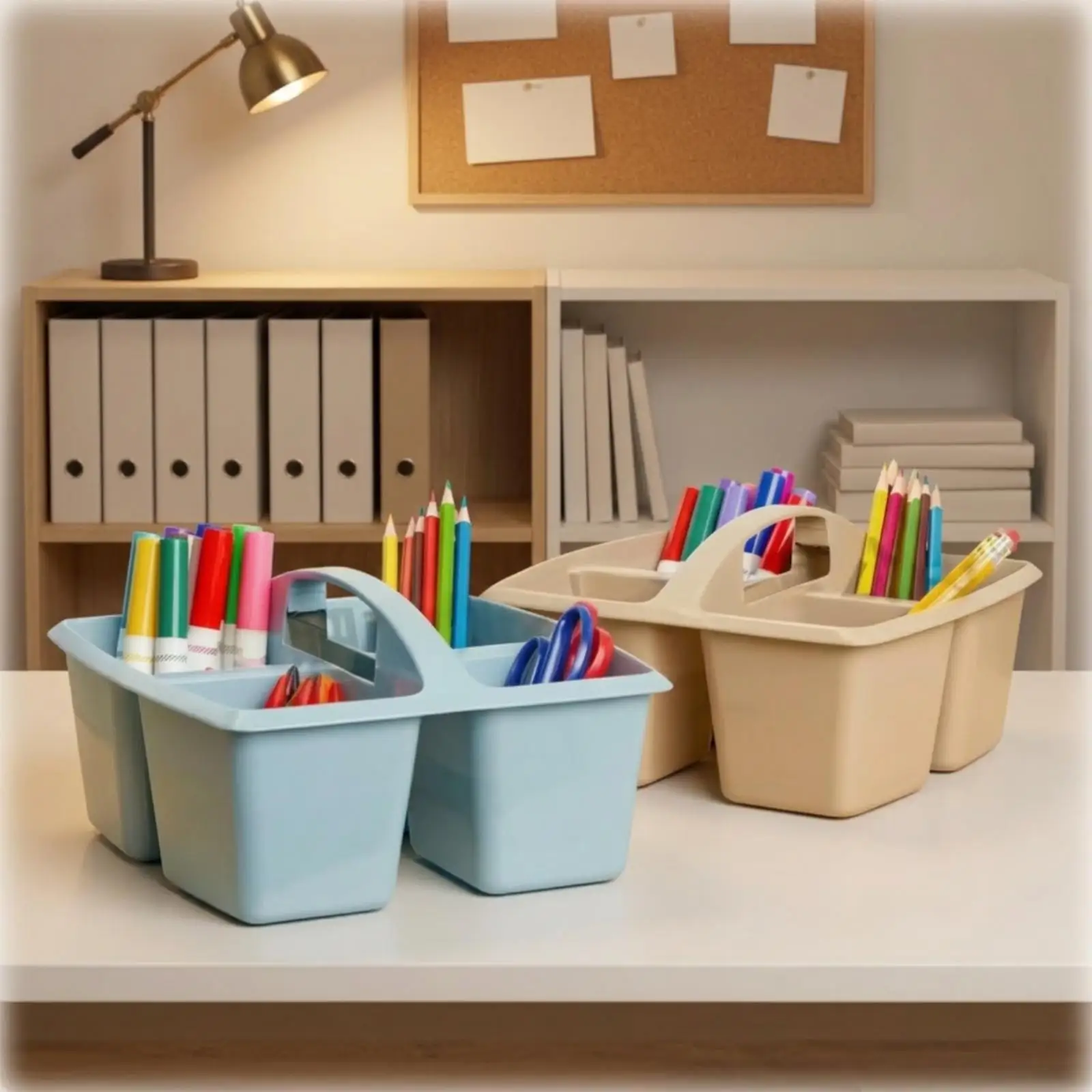 Supply Organizer with Handle Portable Divided Sturdy for Art Room, Craft Station
