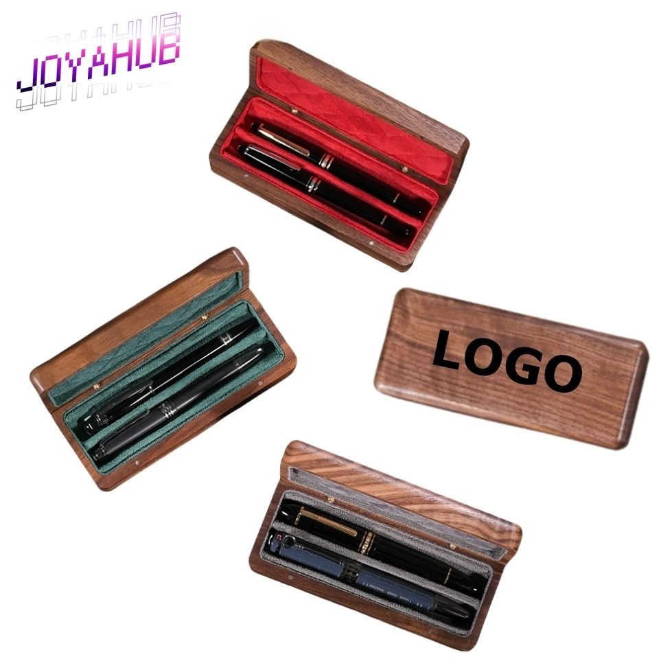 

Customizable LOGO Retro Portable Solid Wood Pen Box Flip Up Packaging Travel Organizing Collection Pen Cover Protective Case OEM