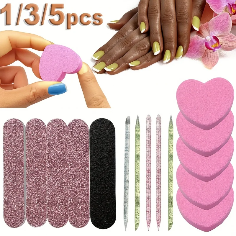 Glitzer-Nagelpflege-Set – herzförmiger Buffer, Kristallstab und doppelseitige Feile für Nagelkunst und Pediküre