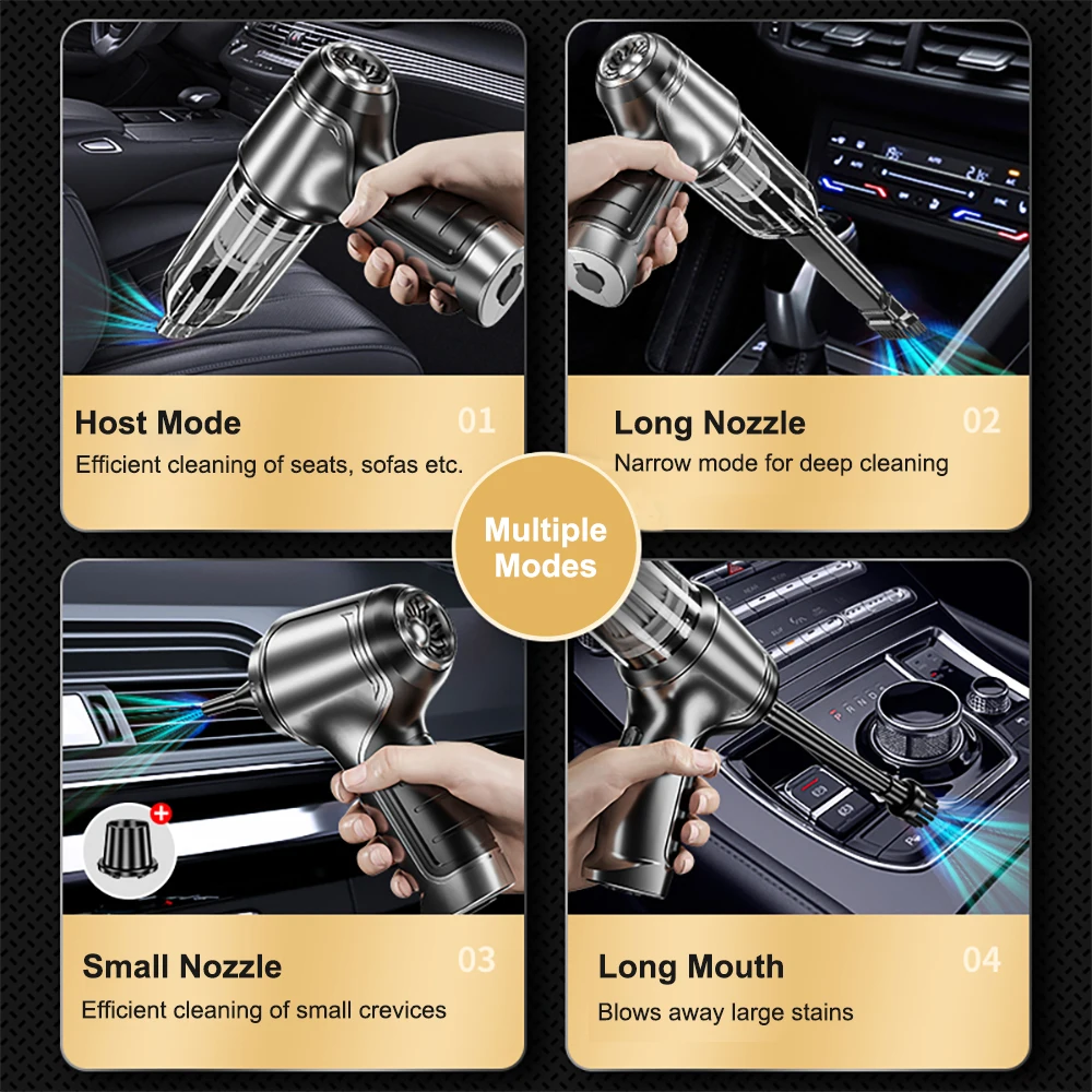 Auto-Staubsauger, kabelloser tragbarer Staubsauger, 95000 PA, hohe Leistung, 2-in-1, Mini-Handstaubsauger, Gebläse für Auto und Zuhause – Detail 10