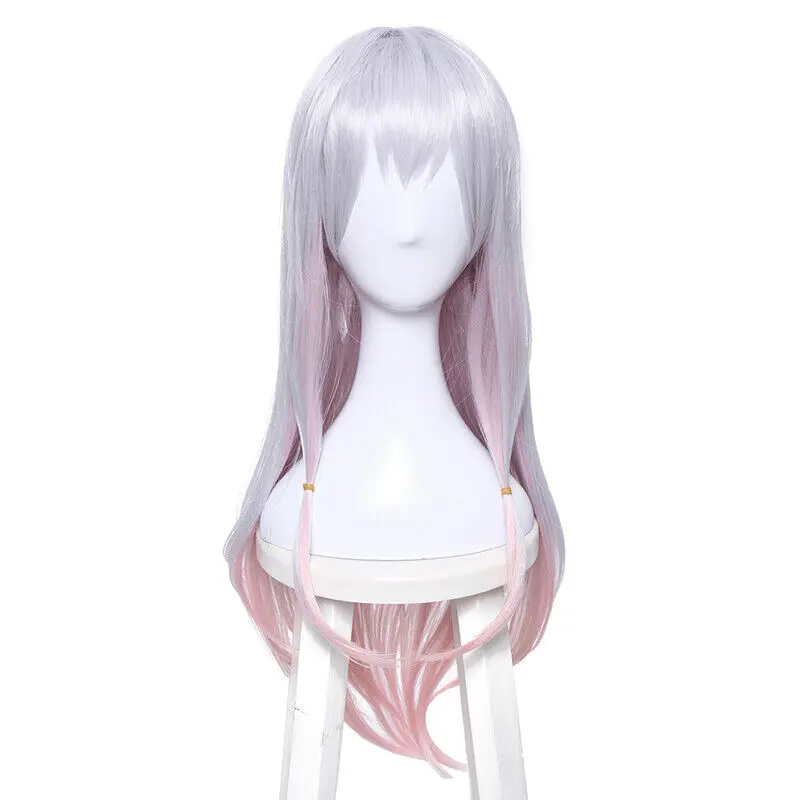 Eromanga Sensei Izumi Sagiri Cosplay Wigs Long Gray Mixed Pink Hair image 2