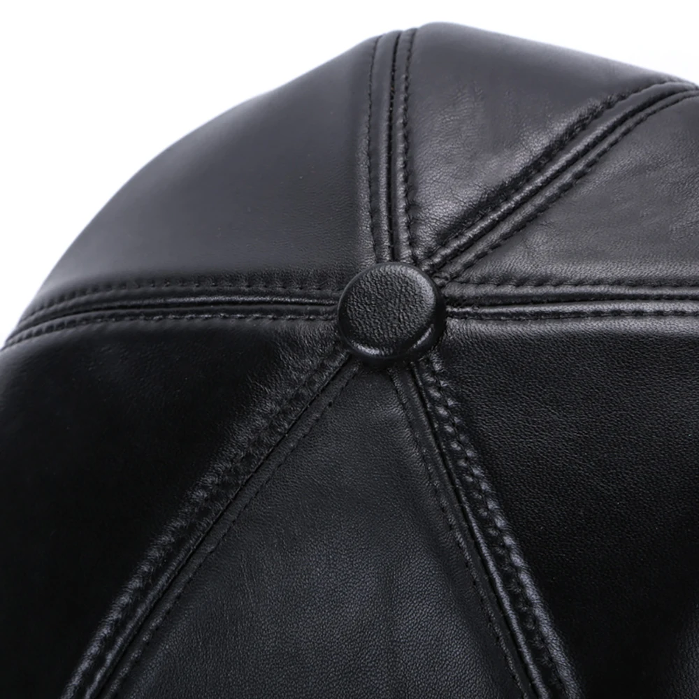 2024 Hot Sale Real Sheep Leather Berets Man Black Casual Duckbill Hats Vintage Luxury 100% Genuine Leather Winter Warm Flat Caps