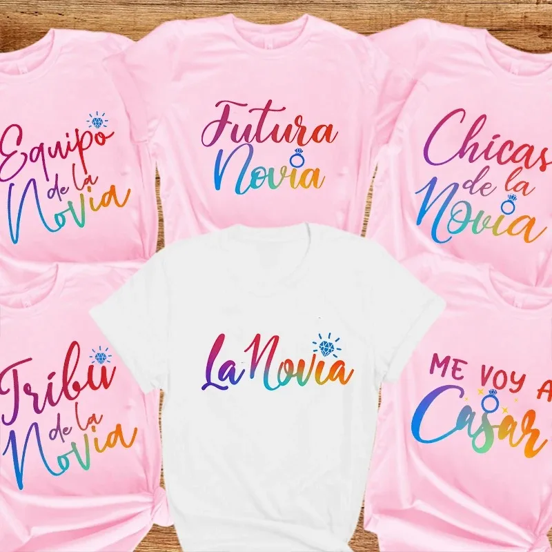 Spanish Girls Single Farewell Must-Haves: Equipo De La Novia & Future Bride T-shirts Women Clothing for Bridal Wedding Party