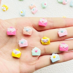 30 Pcs New Resin Cartoon Valentine's Day Envelope Flat Back Scrapbook Figurine DIY Bow Decor Accessories Crafts A80