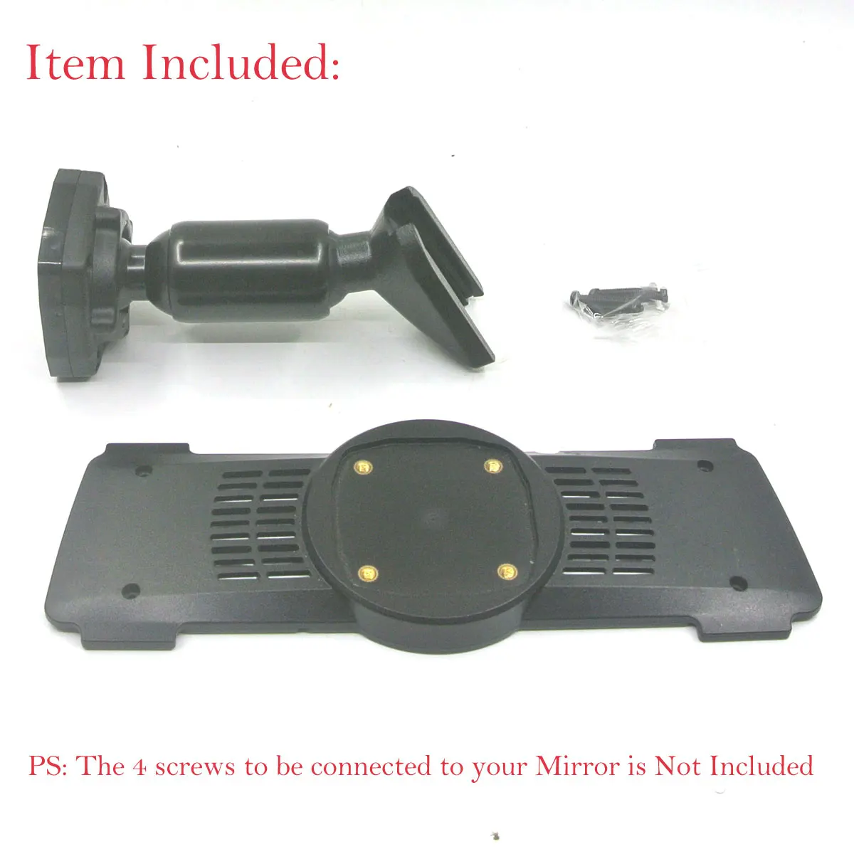 Rear View Mirror Back Plate Panel + Mirror Dash Cam Mount Arm for Car DVR Instead of Strap, with 13.2 x 3.5cm backplate