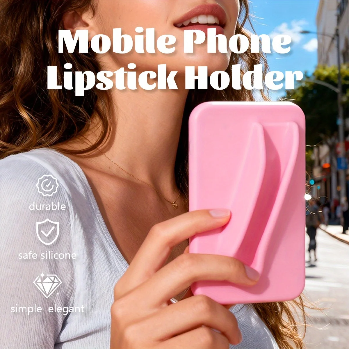새로운 하트 모양 실리콘 폰 홀더, 부드러운 실리콘 입술 모양 립글로스 신용카드 수납- 접착식 휴대용 홀더