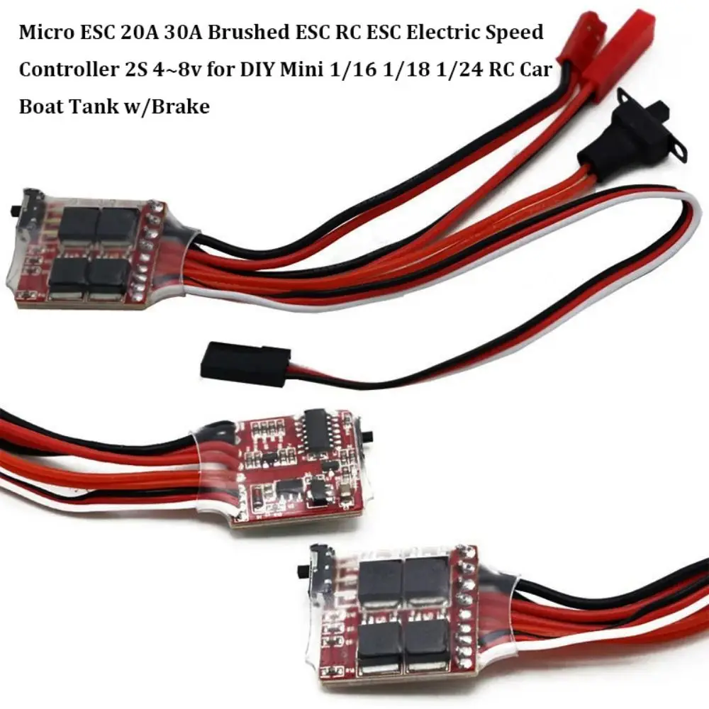 New ESC RC ESC Micro ESC 20A 30A Brushes 2S 4~8v 10A/15A/20A/30A Electric Speed Controller Boat Tank w/Brake Parts Accessories