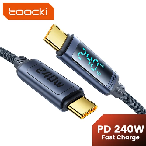Кабель Toocki USB-C 240 Вт с цифровым дисплеем для быстрой зарядки MacBook, iPhone, Samsung — фото устройства