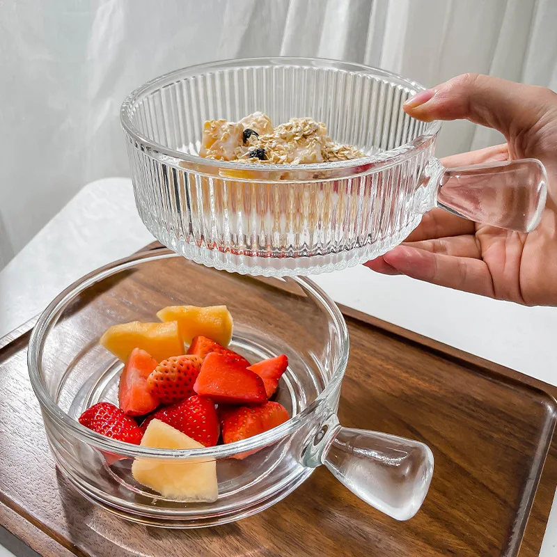 

Стеклянная салатница с ручкой, одна миска для супа с лапшой, домашняя кухонная посуда, блюдо для завтрака