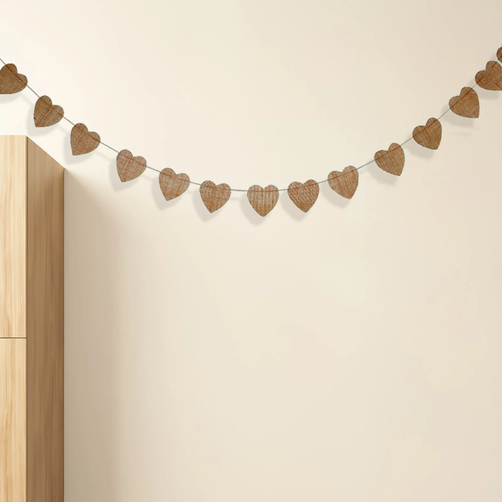 Valentine's Day Burlap Heart Banner Garland Blank DIY Rustic Heart Shaped Bunting for Wall Window Door Decor Valentine Party