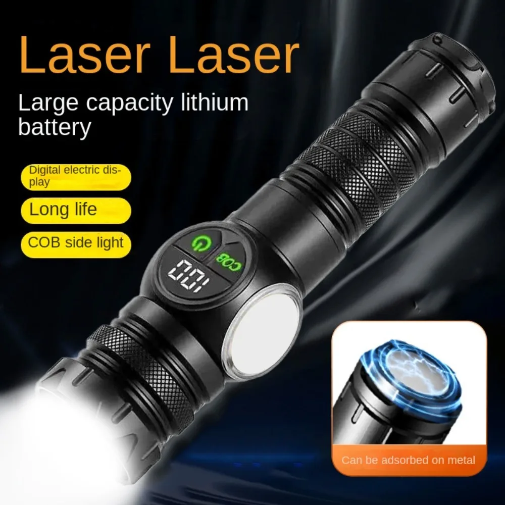 

USB Rechargeable LED Flashlight Searchlight Zoom Spotlight Display Torch Transformer Focal Waterproof Camping Light Floodlight