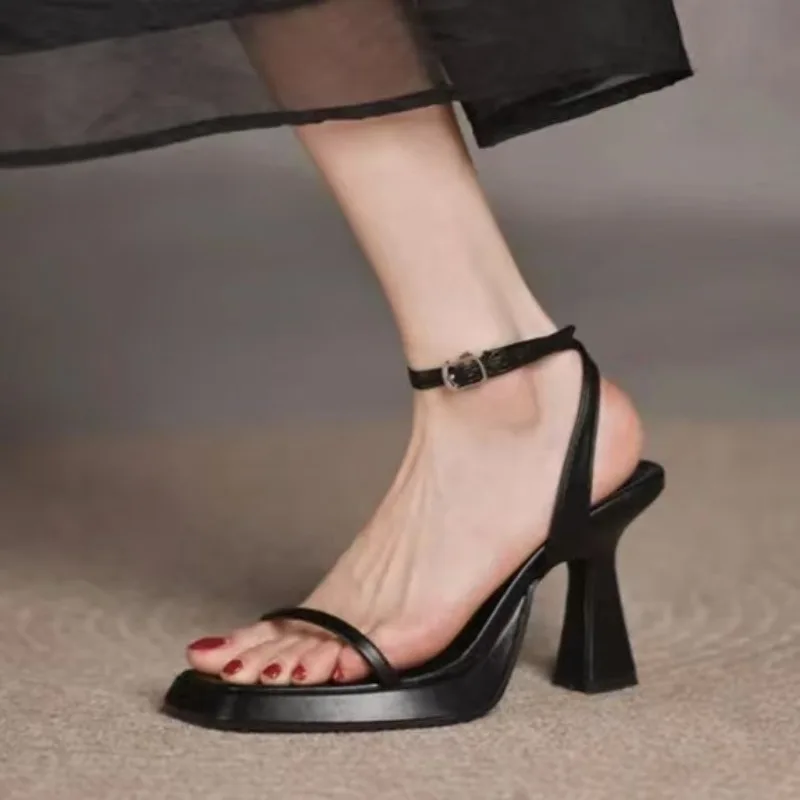 

Новинка лета 2024, женские пикантные черные туфли на высоком каблуке, пикантные удобные элегантные туфли на мелкой подошве, темпераментные туфли с открытым носком и вечерние туфли