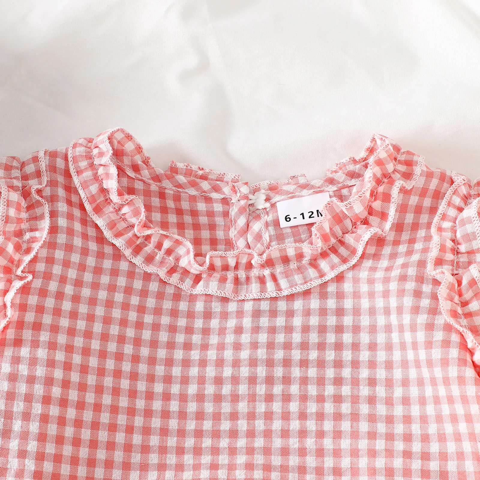 2025 Herfst pasgeboren babymeisjessets Vintage gingham geruite ruches met lange mouwen, top en broek, tweedelige set