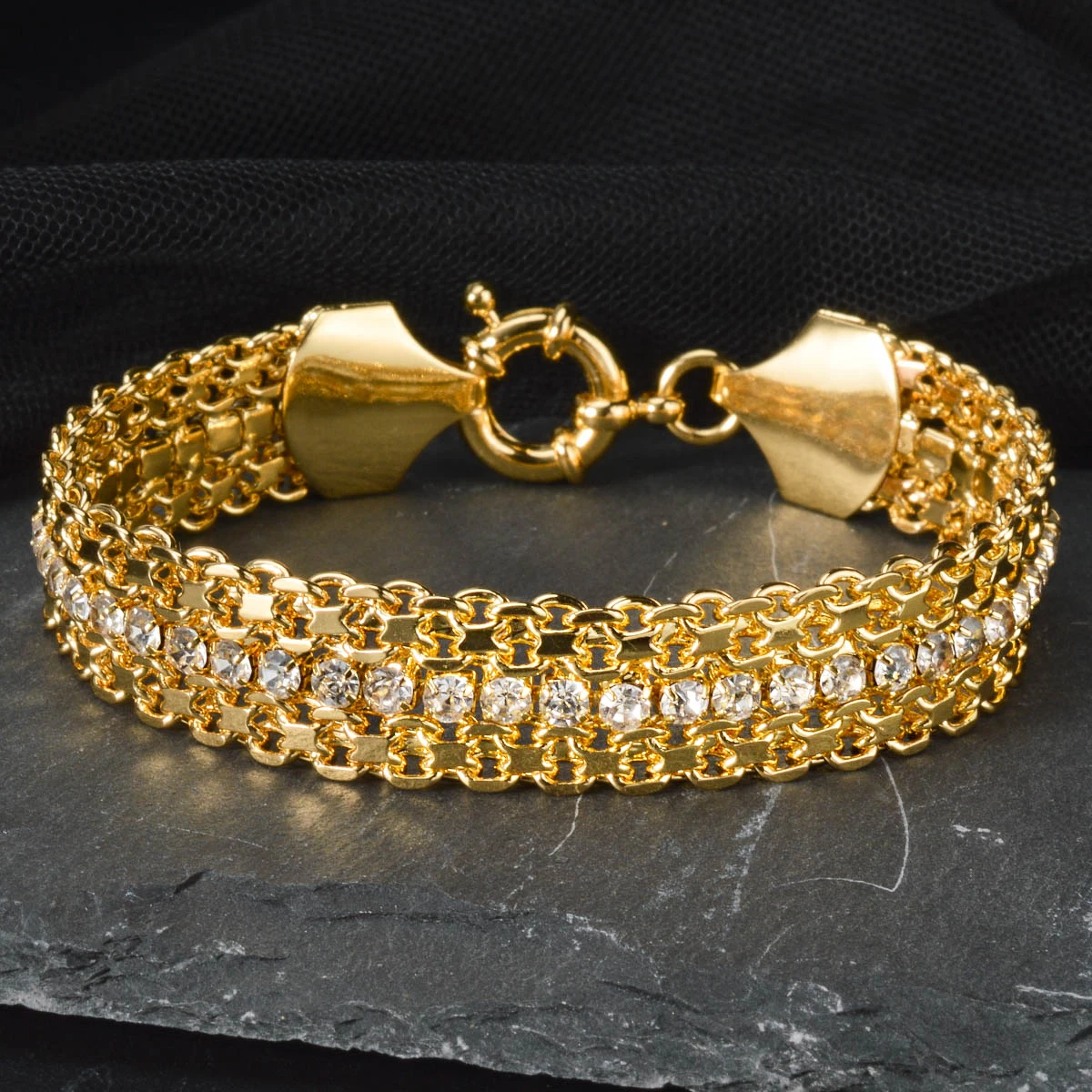 

13MM Big Wide Bracelet for Women Men Hip Hop Cuban Chain Copper Gold Plated Bangle Wedding Jewelry Gift Anniversary Christmas