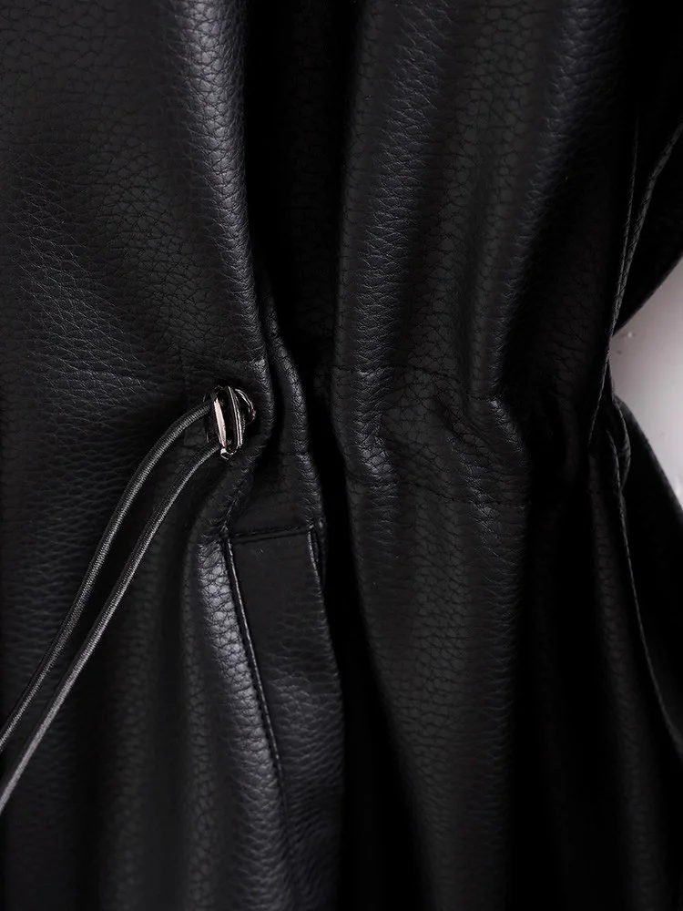 ใหม่ ผู้หญิง เอวสายลึก หนังแยก เสื้อ ฤดูใบไม้ผลิ ฤดูใบไม้ร่วง แฟชั่น คอเปลี่ยนลง เอวบาง แจ็คเก็ตหนัง เสื้อผ้านอกสบาย