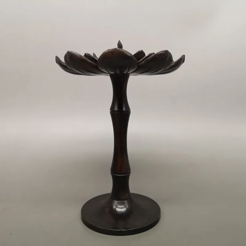 

Distressed Purple Bronze Lotus Lamp Joss-Stick Home Decoration Candlestick Film and Television Props