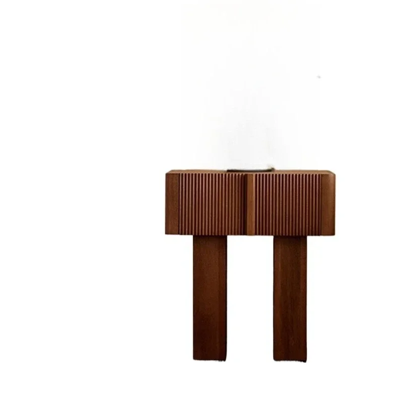 Bedroom narrow bedside table, storage medieval style bedside side cabinet, retro style solid wood small edge