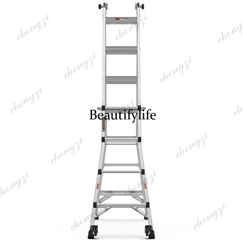 A81 Multifunctional Aluminum Alloy Thickened Folding Portable Engineering Ladder Double Side 2 Meter Straight Combination Ladder