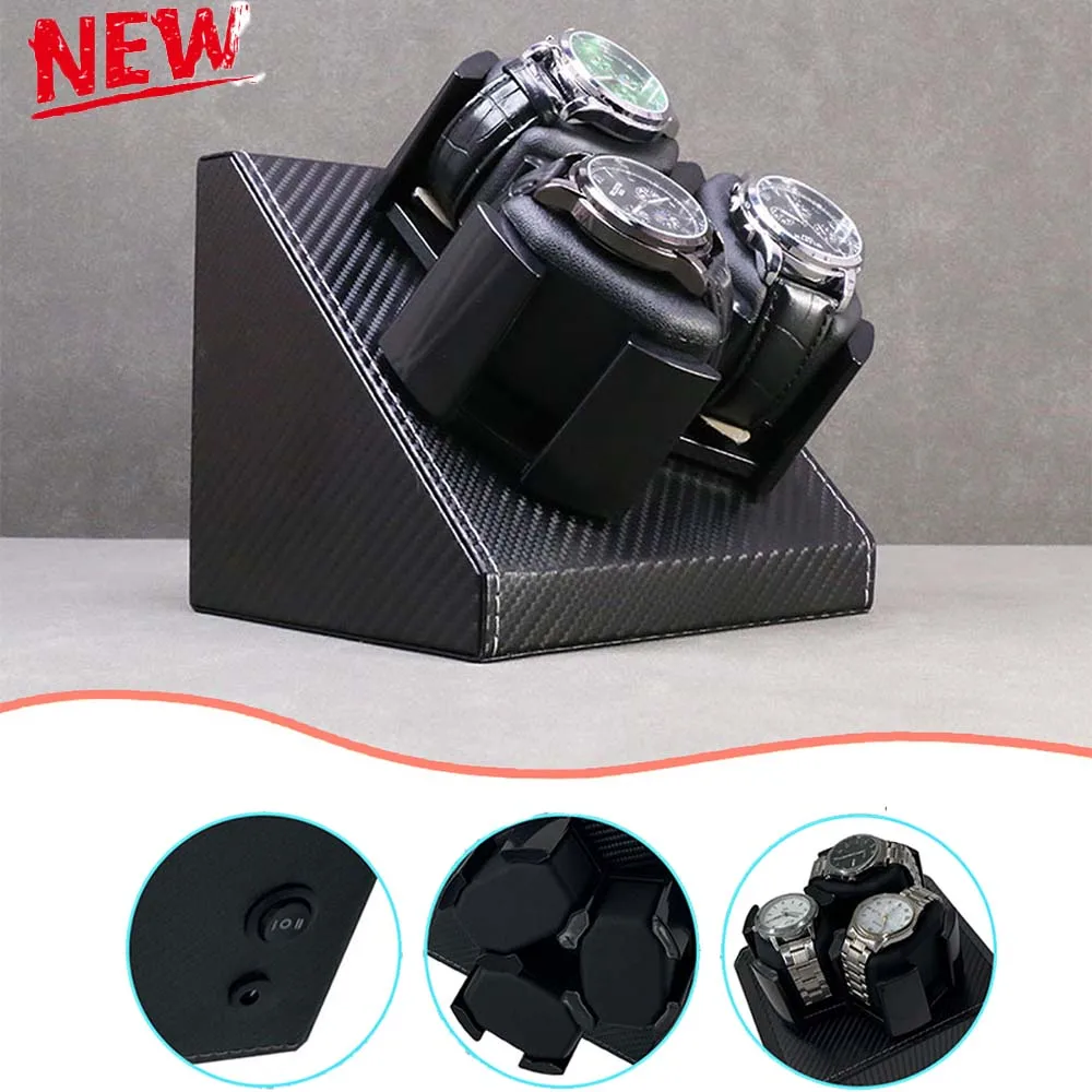 

НОВЫЙ 2/3 слота, заводное устройство для автоматических часов, вращающийся дисплей для хранения из искусственной кожи, универсальный USB-питание с автоматическим заводом 5V1A