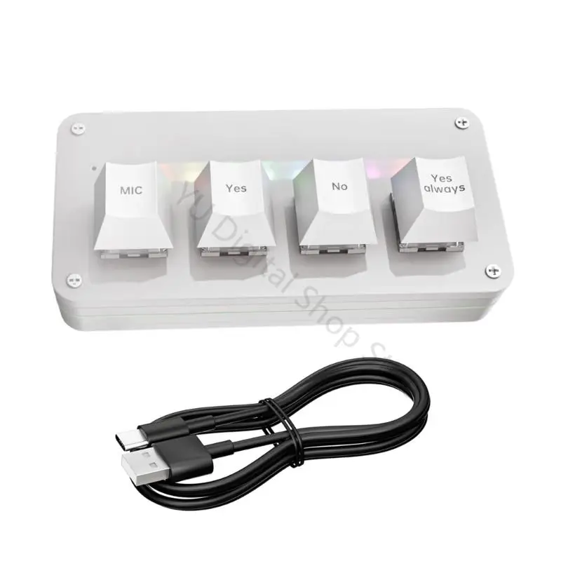 96BA Computer Command Pad with 4 Button Programming, Light Bar and Clear Acrylic Form for Daily Desktop Input Routines