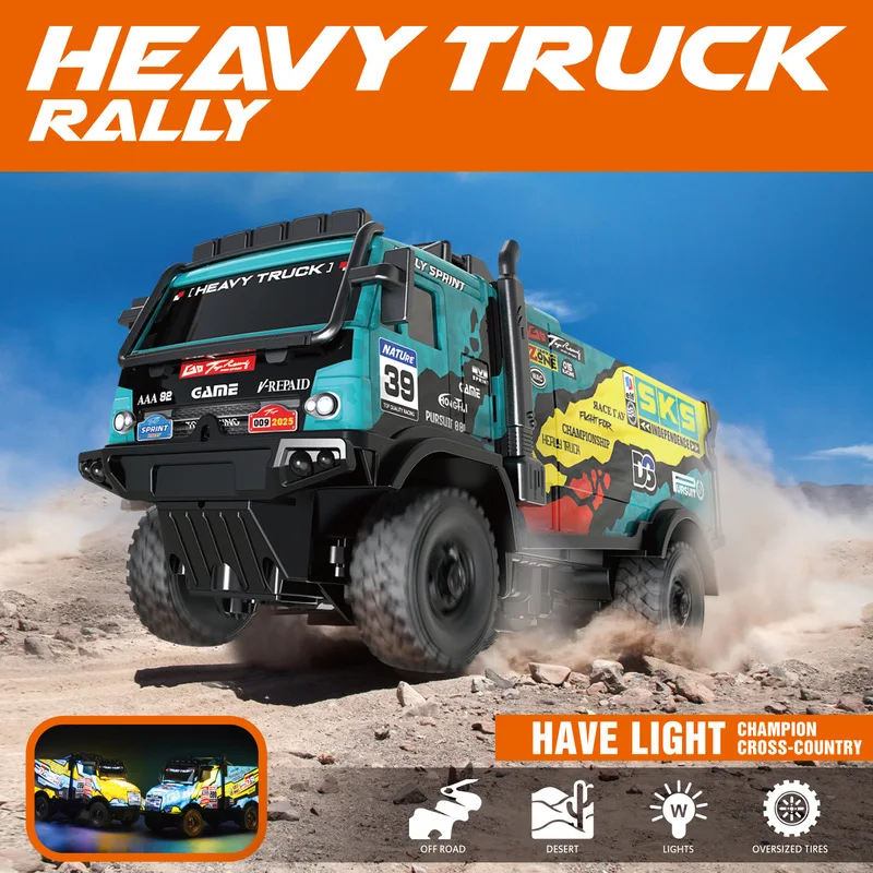 1:35 Rc Heavy Duty Race Trucks Dakar Rally Inspired Climbing Off-Road Vehicle With Flashing Lights Kamaz Iveco Tatra Models Gift