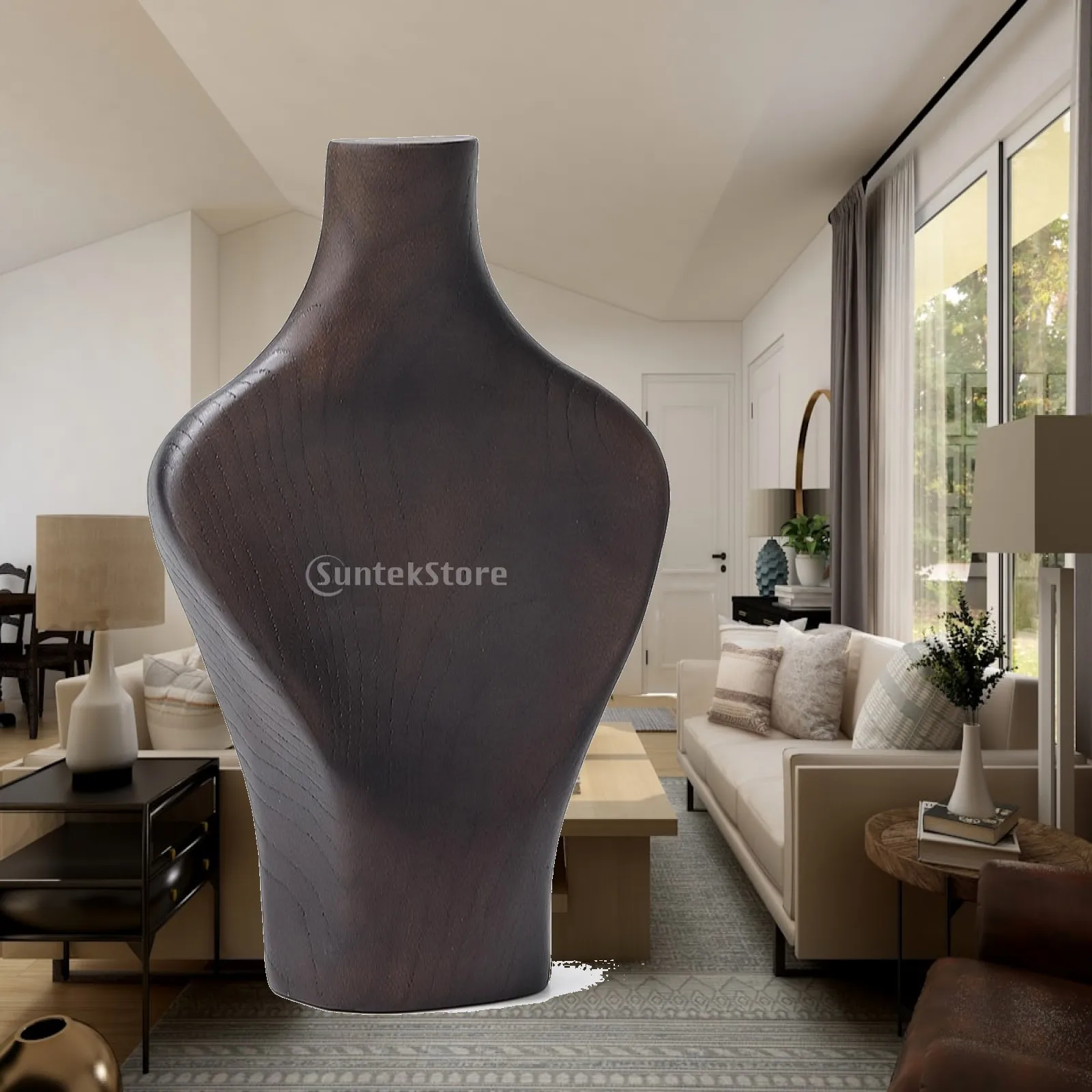 Necklace Display Bust with Wooden Base Stable Wooden Necklace Display Bust Elegant Countertop for Boutique Owners