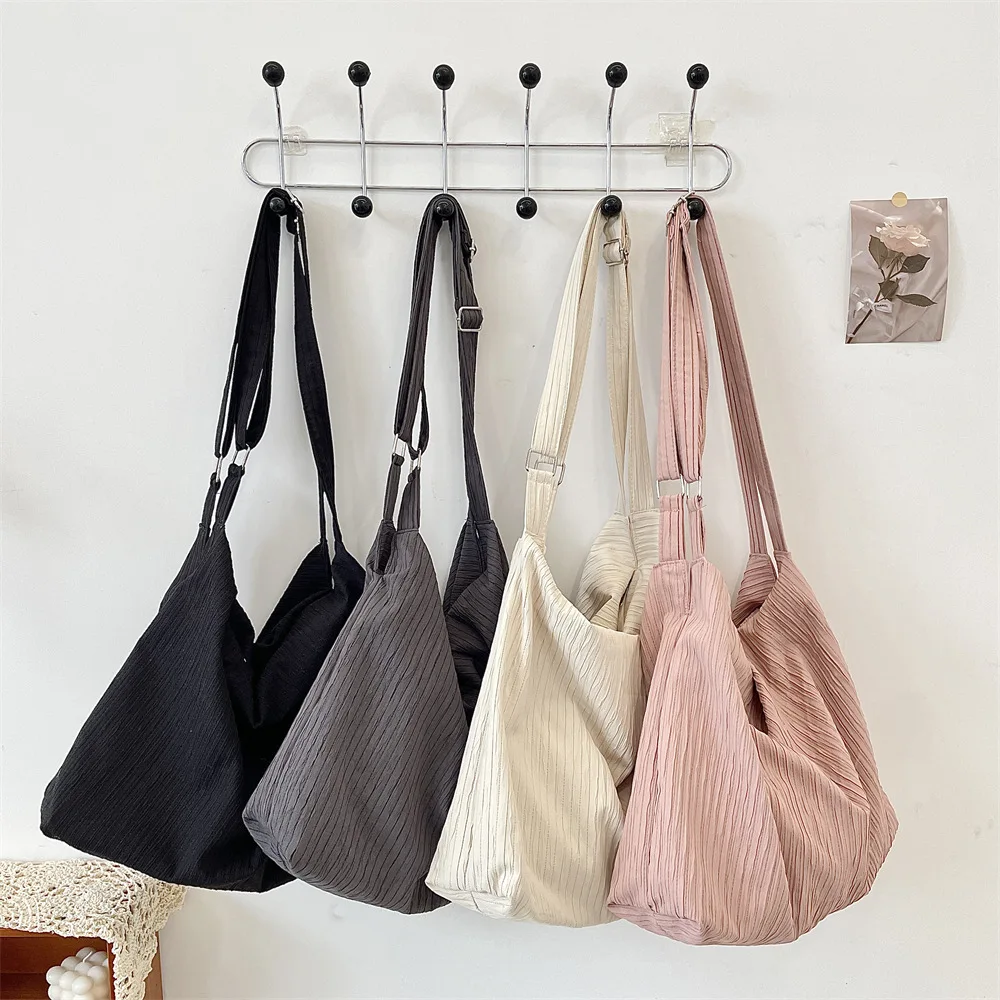 

Простота, корейская модная сумка на плечо для девочек, однотонная сумка большой вместимости, шикарная регулируемая холщовая сумка в полоску