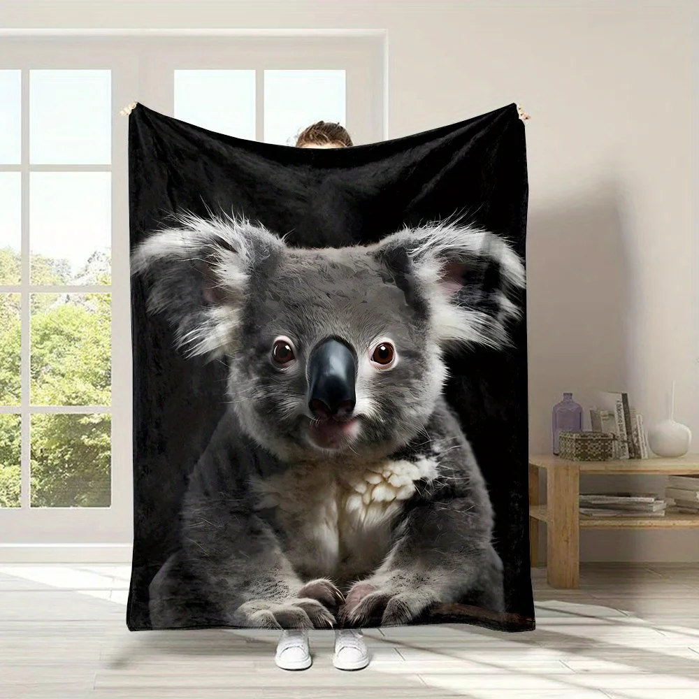 Premium Flannel Koala Bear Print Throw Blanket for Couch Sofa Winter Cozy Fleece Decor Plush Pet Bed Gift Idea