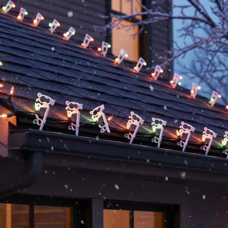 

Holiday Lighting Hooks 200 Pack For Shingles Gutters Eaves, C3 C4 Mini String Lights Mount Christmas Decoration Tool-Free Installation Plastic White Fasteners
