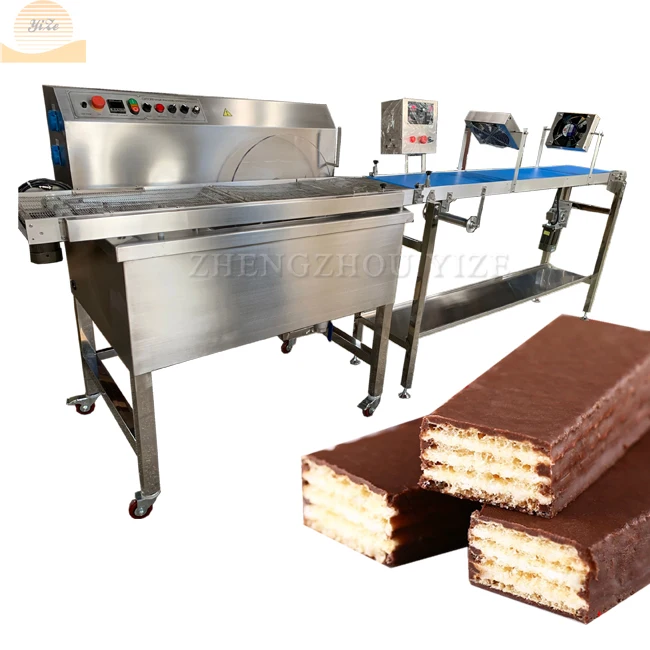 Professional Small Chocolate Bar Making Enrober Coater Machine Snack Chocolate Enrobing Coating Pan Machine with cooling tunnel