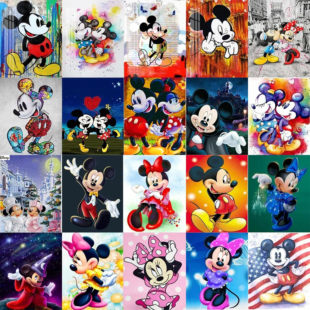 Disney Diamond Painting Cross Stitch Mickey Minnie 5D DIY Diamond Embroidery Full Round Rhinestone of Picture