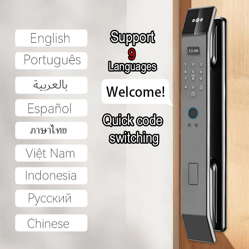 STLF 3D Face Recognition Aluminum Wood Door Lock  Automatic Fingerprint Tuya App WiFi Biometric Home Security Digital Lock