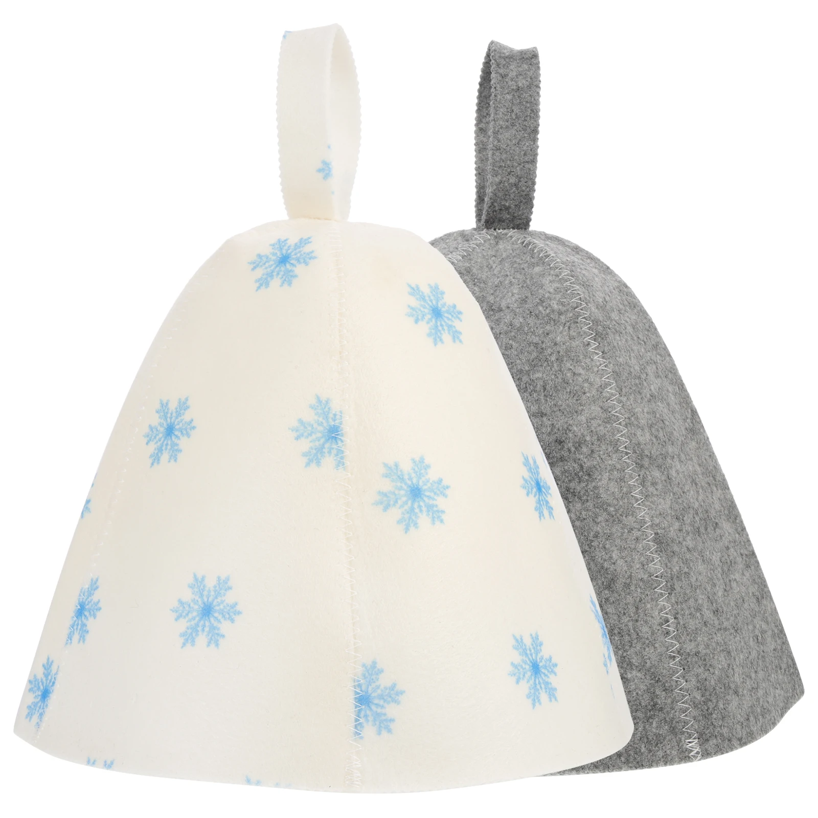 

2pcs Sauna Bath Hats Felt Shower Caps for Women Gray Snowflake Design Thickened Hair Protector Spa Bathing Accessories
