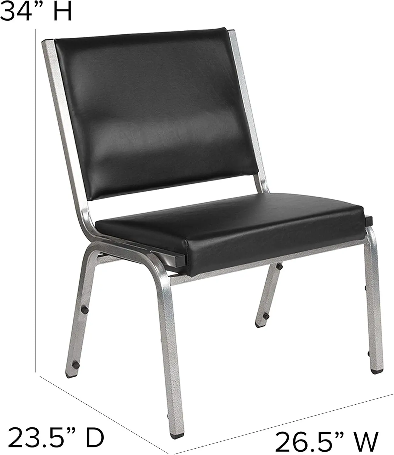 1000 lb. Rated Black Antimicrobial Vinyl Bariatric Medical Reception Chair