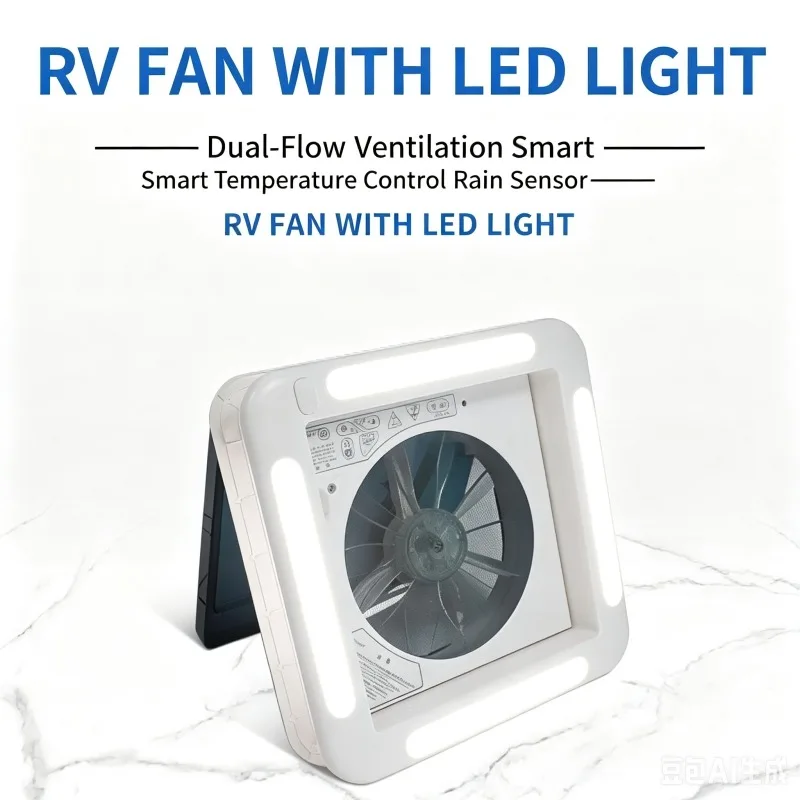 RV Roof Vent Fan With Rain Sensor LED Light Caravan Air Exhaust Modification Parts For Camper Motorhome Indoor Ventilation