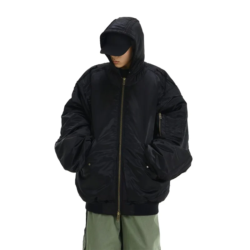 Blouson aviateur rembourré en coton à capuche pour hommes, Parkas surdimensionnés, Streetwear épais, Chaud, Mode Hip Hop, Décontracté, Hiver