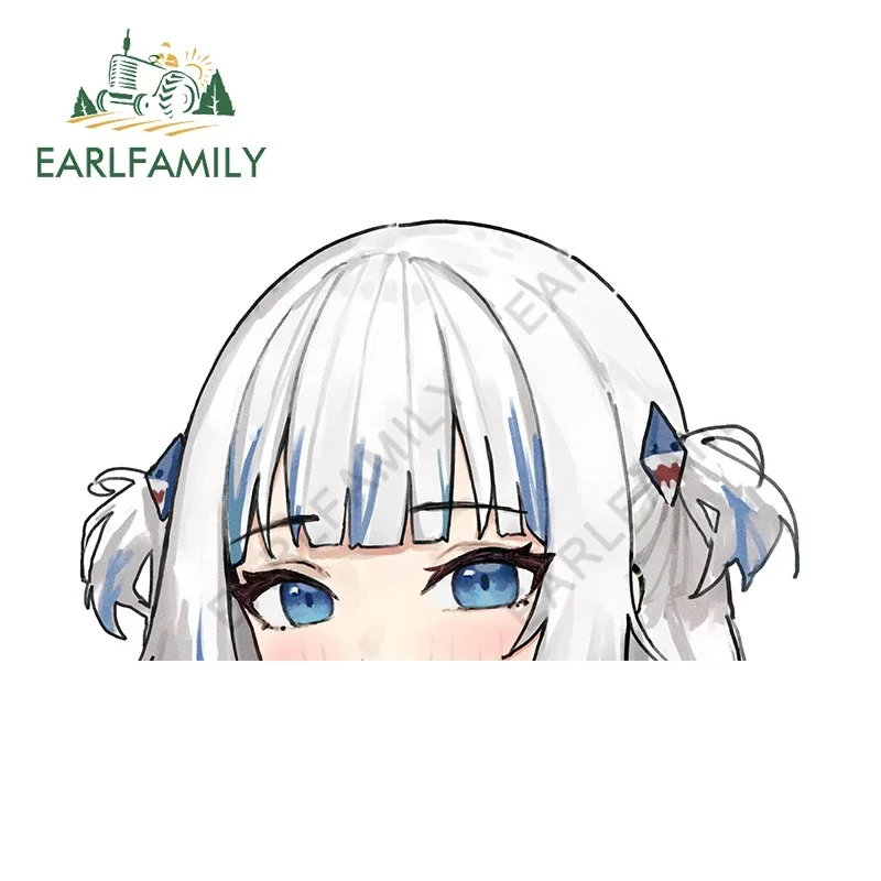 EARLFAMILY 13 سنتيمتر X 8.0 سنتيمتر Hololive Gawr Gura Peeker مثيرة للاهتمام ملصقات السيارات فان سكيت دراجة نارية واقية من الشمس ملصق حائط من الفينيل