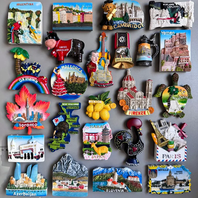 Fridge Magnets Argentina Okinawa Nara Swiss Austria Firenze Toronto Menton Bulgaria Oran Portugal Azerbaijan Slovenia Sevilla